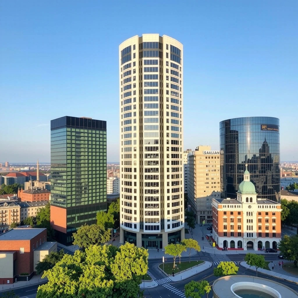 Bucharest cityscape with modern business district