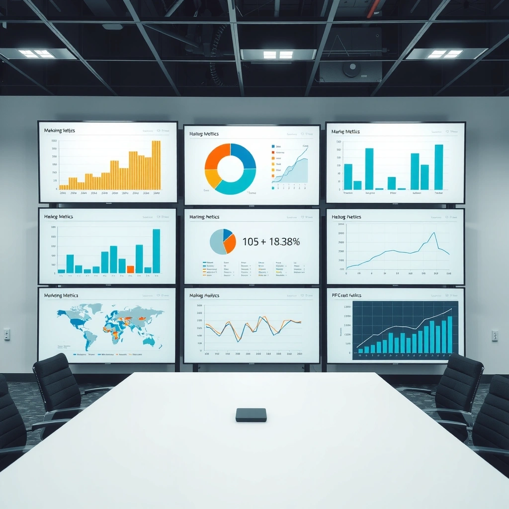 Data analytics dashboard with marketing metrics